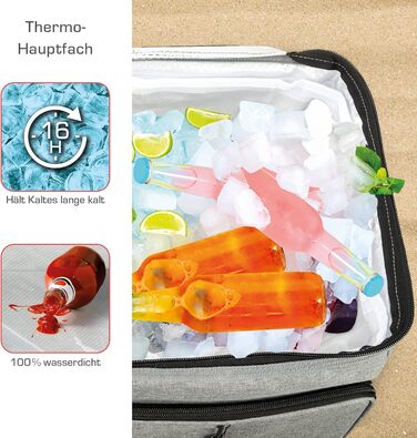 Foldable Cooler Bag 25L/45L/52L - Outdoor Cooler Box with 16h Cooling Function and Carrying Straps, Waterproof Picnic Bag Insulated Bag with Shelf, Insulated Bag - Anthracite or Grey - IceBreezer