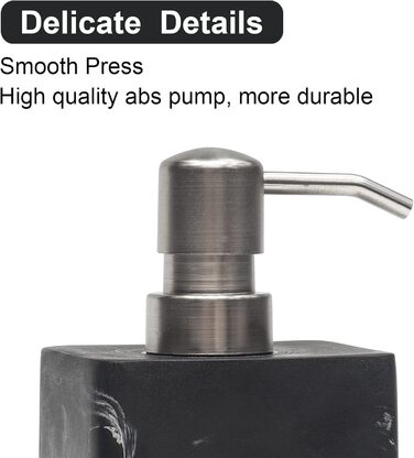 Набір дозатора для мила в ванну кімнату, чорний та білий, стиль мармуру, з нержавіючою срібною помпою, декоративний дозатор для рідкого мила та лосьйону, багаторазовий, квадратний, для кухні, 450 мл