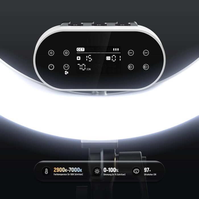 NEEWER Комплект кільцевого світла для фото та відео: 48 см, 52 Вт, регульоване LED, штатив, Bluetooth, для смартфона, YouTube, селфі (RH100B)