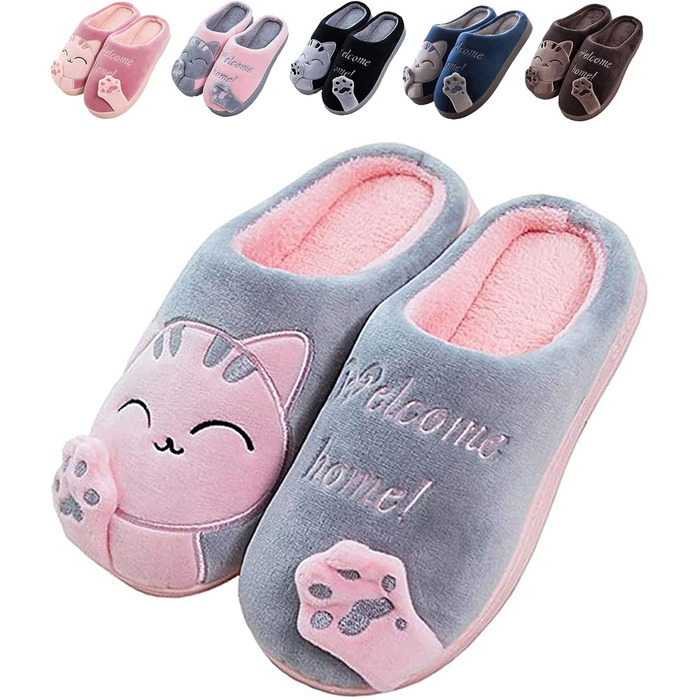 JACKSHIBO Теплі плюшеві тапочки для дому (зимові) - чоловічі/жіночі, унісекс, сірі (38/39 EU)