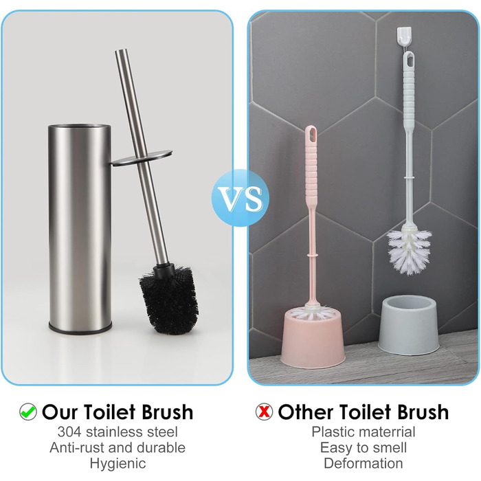 BGL 304 Stainless Steel Toilet Brush Holder - Long Design, Nickel Bristle Finish