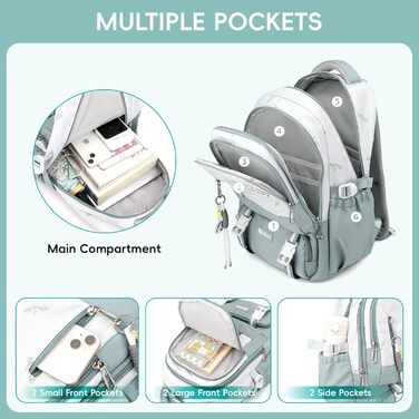 Шкільний рюкзак для підлітка, 36L, для дівчаток 3-9 клас, великий стильний рюкзак для ноутбука 16 дюймів, повсякденний, сумісний з візком (світло-блакитний)