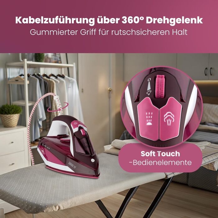 Праска Clatronic® з керамічною підошвою, 2600 Вт, 350 мл, з функцією відпарювання, захистом від накипу та протікання