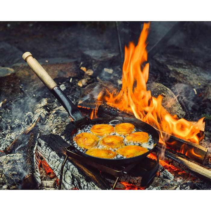 Stabilotherm Jägerpfanne with wooden folding handle | for outdoor cooking & frying over an open fire or grill
