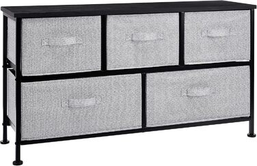 Amazon Basics - Closet Storage Organizer with 5 Extra-Wide Fabric Drawers, White (Black)
