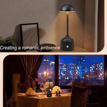 LED настільна лампа бездротова диммерна акумуляторна торшер Touch 3000k/4000k/5000k, 4500mAh, чорна, для дому, бару, готелю, вітальні, їдальні, USB, 1 шт.