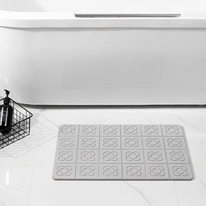 Діатомітовий килимок для ванної Pure 4Home Kieselgur, швидкосохнучий та антибактеріальний, 60 x 40 см, сірий