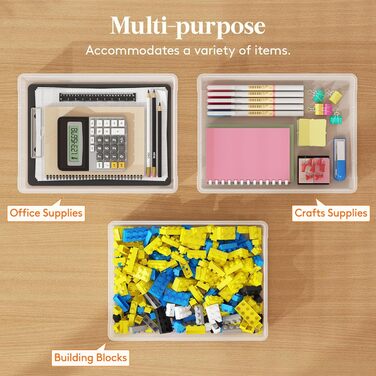 Lifewit 5L Storage Box with Lid, Plastic Box with Clip Closures, Document Box A Organizer, Multi-Purpose Boxes for Crafts, Paper, Art Supplies, Building Blocks, Tools (Transparent, 2)