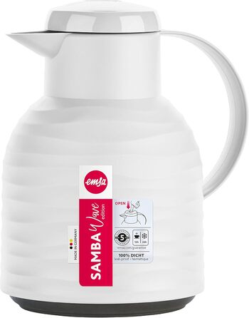 Термос Emsa Samba Wave 1.0 л: ізоляція 12h гаряче/24h холодне, не протікає, з нержавіючої сталі
