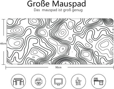 Кірпач для миші XXL 900 x 400 мм з художнім контуром, водонепроникний, з антиковзаючою основою для ПК, MacBook, ноутбука. Підвищує точність та швидкість.