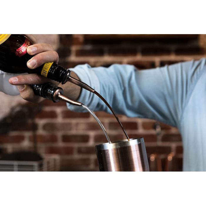 Набір для коктейлів Mint&Mortar 7 предметів з бамбуковим підставкою, з нержавіючої сталі, міксологія, барменський набір з барними інструментами для дому та професійного використання, ідеальний для Мартіні/Маргарити, 680 мл, міксер (Чорний) (Шліфоване мідь