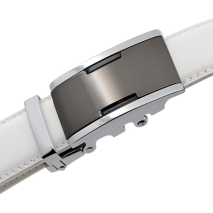 Чоловічий шкіряний ремінь на пряжці з автоматичною застібкою, 35 мм, білий, 110 см (розмір 33'-39') / 130 см (розмір 41'-44')