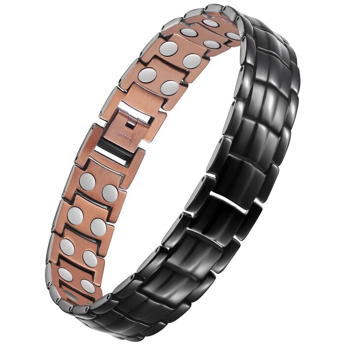 Масивне браслет з міді для чоловіків Jecanori, регульований розмір, магнітний браслет з 3500 Гаусс, подарункова коробка чорного кольору