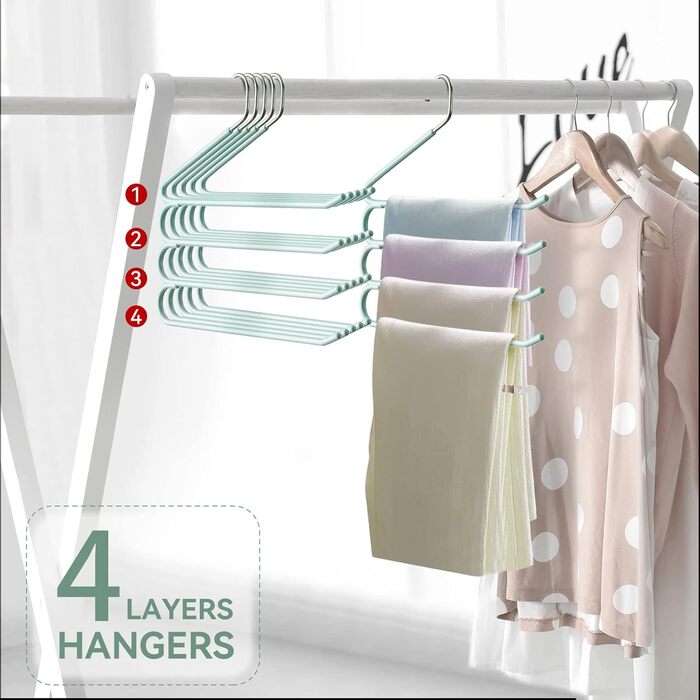 Набір вішалок для штанів, джинсів, краваток та шарфів, нержавіюча сталь, протиковзкі, економія місця (3 шт.), чорний (зелений)