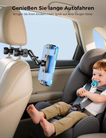 Тримач для планшета в авто OHLPRO: кріплення на підголівник, шарнірний кронштейн, сумісний з iPad, телефонами, Switch, Samsung (5-13 дюймів)