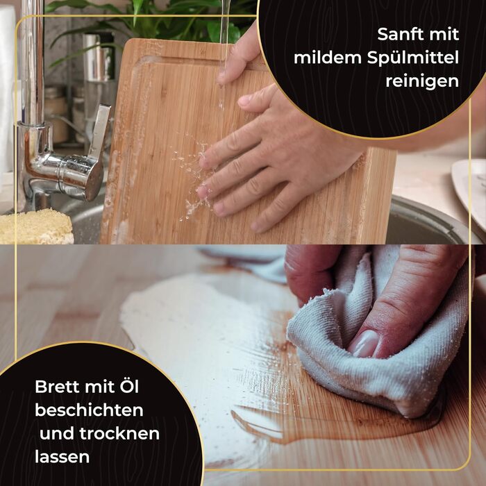 Дерев'яний обробний стіл Deer & Oak з бамбуком, 40 x 30 x 3,8 см - для м'яса, овочів та хліба