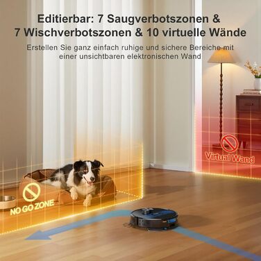 Робот-пилосос Lubluelu 3-в-1 з док-станцією, 4500Pa, функція вологого прибирання, лазерна навігація, керування через додаток, для тварин, килимів, твердих підлог (чорний, блакитний)