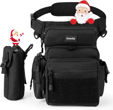 Тактична нагрудна сумка на ногу Jueachy, водонепроникна, для риболовлі, кемпінгу, чорного кольору (великий об'єм)