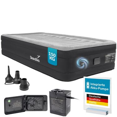 Повітряний матрац двоспільний Skandika Sveja Flex з USB-насосом, 204 x 151 x 43 см, навантаження до 300 кг, для кемпінгу та відпочинку