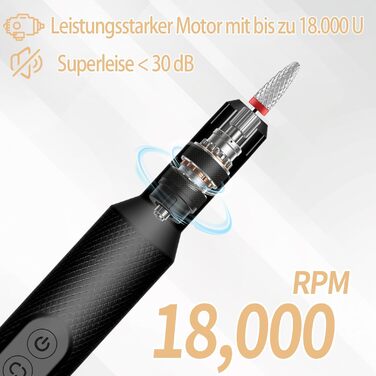 Електрична машинка для манікюру CNMTCCO Nagelfräser 12 в 1 з LCD дисплеєм, 18000 об/хв, для гелю та акрилу