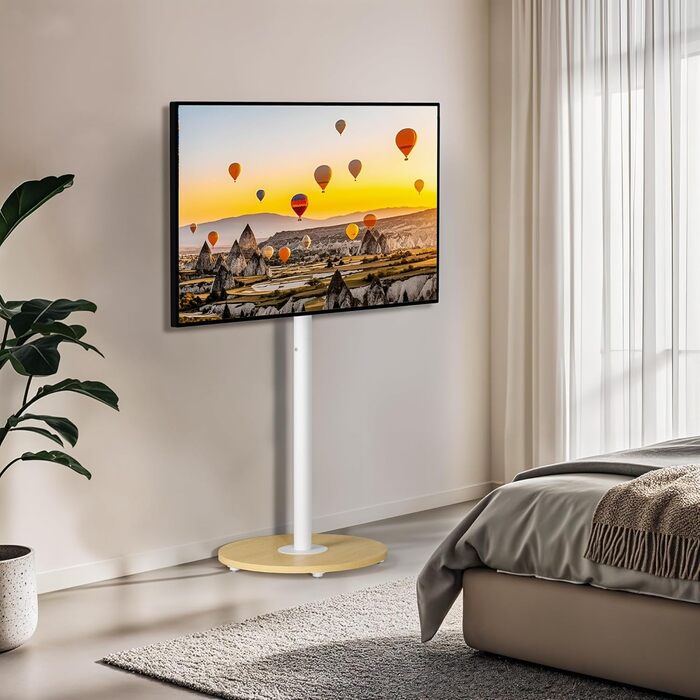 Підставка для телевізора Unho з коліщатками, регульована по висоті, для телевізорів 40-75 дюймів, VESA 600x400 мм, до 50 кг, біла