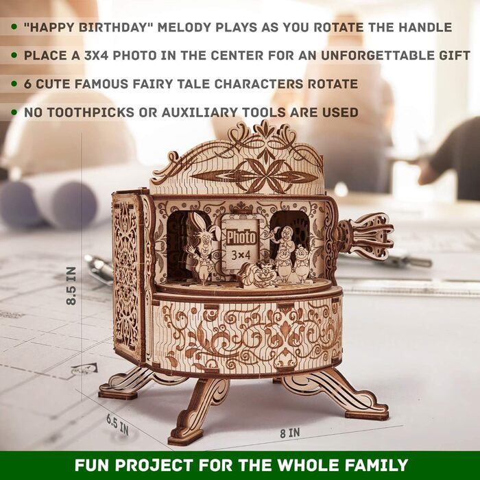 Дерев'яна шкатулка-музика Wood Trick Fairy Theatre з феями, 3D-пазл для дорослих і дітей, конструктор DIY, подарунок на день народження