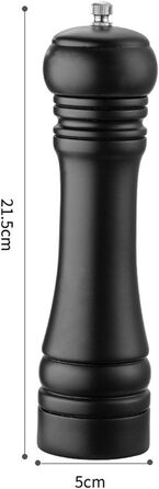 Salt and pepper grinder, wooden pepper grinder set salt pepper mill kit manual mills solid with strong adjustable ceramic grinding mechanisms 2 pieces 8 inch (K 2 Black)