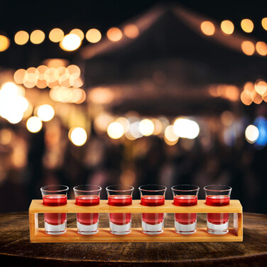 Bamboo Shot Glass Tray for 6 Glasses