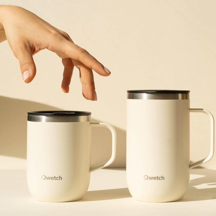 Qwetch Stainless Steel Insulated Travel Mug - 350ml - Blue - Leakproof Lid, Reusable, Tea Filter Compatible