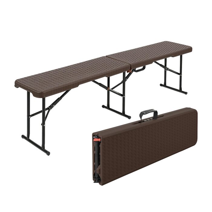 Стіл-буфет Floordirekt Buffettisch: розкладний пластиковий стіл 183x76 см з ручкою для перенесення, для саду, тераси, балкону, кемпінгу (на 6 осіб)