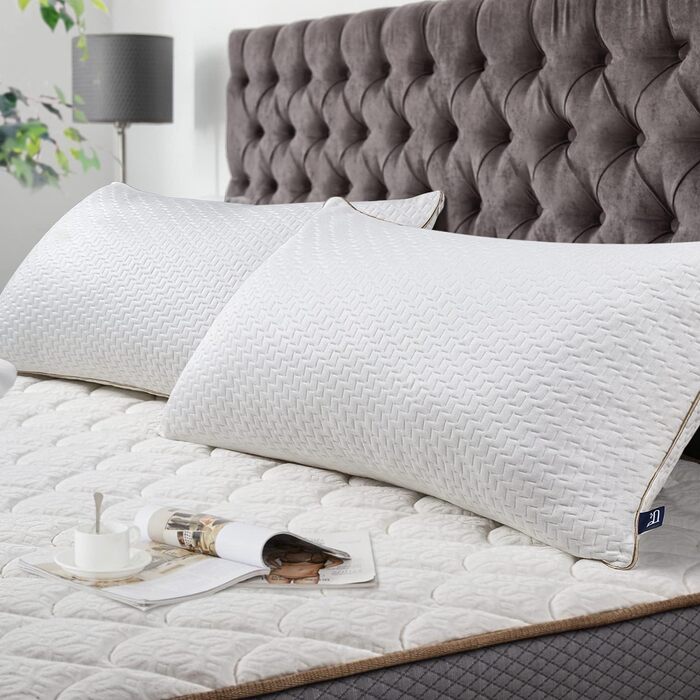 BedStory Pillow 40x80 2-Pack with Removable Bamboo Fiber Cover, Anti-Mite and Antibacterial Pillow Filled with 950g x 2 Microfibers, Hypoallergenic, Comfortable, Soft, and Breathable Pillow