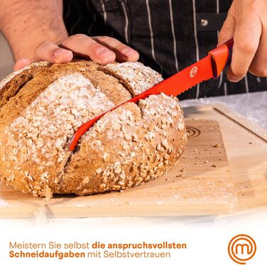 MasterChef 5-Piece Knife Block Set - Stainless Steel Kitchen Knife Set with Chef's Knife, Santoku, Bread Knife, Utility Knife, and Vegetable Knife - Sharp, Black Soft-Touch Handles