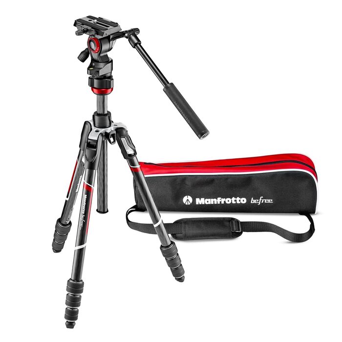 Карбоновий штатив Manfrotto Befree Live Carbon Twist з відео-головкою та сумкою для DSLR, бездзеркальних та відеокамер, навантаження 4 кг
