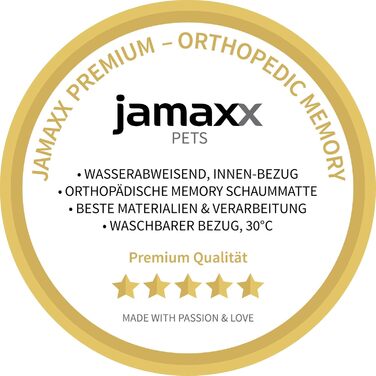 JAMAXX Orthopedic Dog Bed - Joint-Friendly Memory Foam Visco - Washable, Removable Lambskin Cover/Water-Repellent Oxford Fabric - Robust and Cozy Dog Bed PDB1012, 90x65 (M), Grey