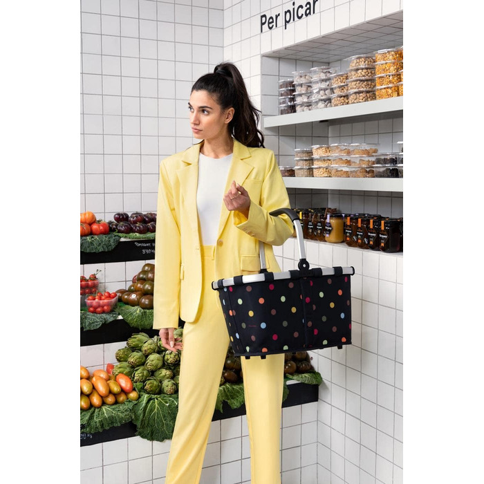Сумка-шопер Reisenthel Carrybag Dots – Чорна, водонепроникна, з великим об'ємом та внутрішньою кишенею