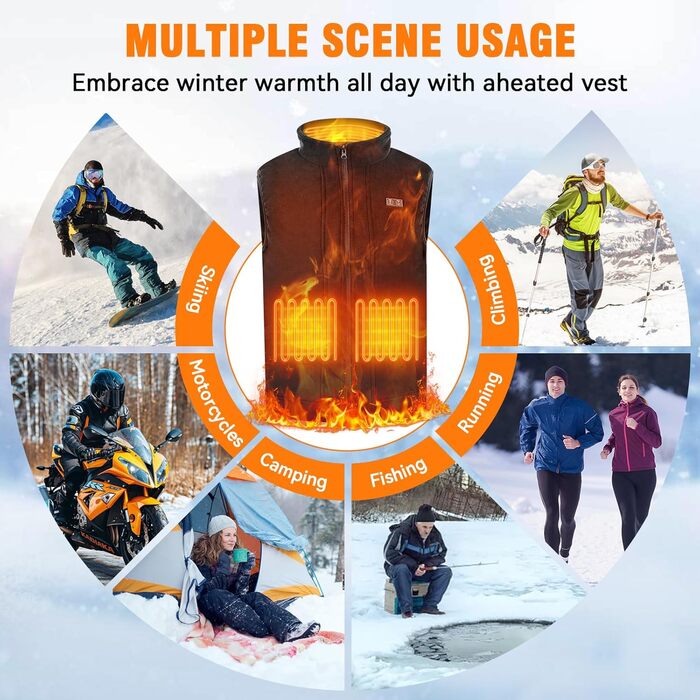 Обогреваемая жилетка з Powerbank (16000mAh), 3 режими нагріву, для чоловіків та жінок, Outdoor, скії, кемпінг