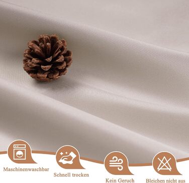 Штора для душу EurCross 180x200 см, текстильна, водонепроникна, бежева. З антигрибковим покриттям, машинне прання, з 12 кільцями