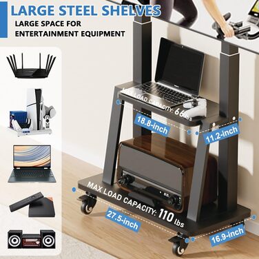 Мобільна підставка для телевізора з колесами, регульована по висоті, VESA 900x600, до 75 дюймів