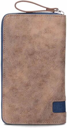 Two large women's wallets/purses O.Wallet OW2 brown vintage-style wallet, wallet with all-around zipper, 15 card slots, 2 bill compartments, coin pocket & see-through pocket