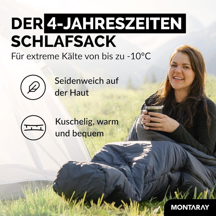 Спальний мішок Mumienschlafsack для 3-4 сезонів, 8°C/-5°C, блакитний, 80x220 см, з подушкою, для жінок та чоловіків