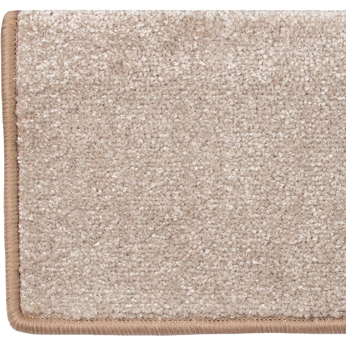 Casa Pura килимки на сходи 15 шт. з антиковзаючою основою та м'яким ворсом | Килимки на сходи напівкруглі, склеювані | 65 x 23,5 x 1,3 см (Sundae) | Килимки на сходи напівкруглі, 15 шт. (Бежевий)