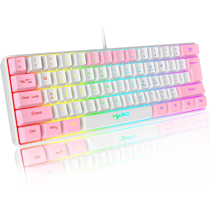 Комплект ігрового аксесуара 4 в 1: Клавіатура, миша, навушники та килимок для миші. Біло-рожевий