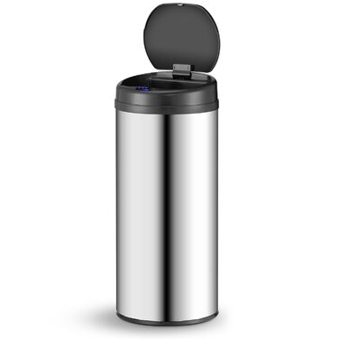 Відро для сміття Juskys з датчиком руху, 30 л, нержавіюча сталь, з кришкою-кліпсою для пакетів, безконтактне відкриття
