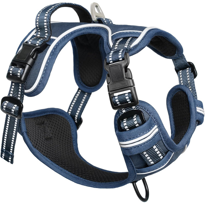 Шлейка для собак HEELE з регулюванням натягу, світловідбиваюча, для середніх собак, з м'якою ручкою, коричнева, розмір M (обхват грудей 38-71 см)