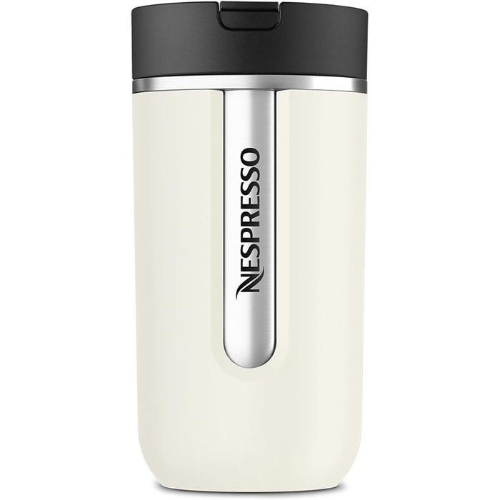 Термокружка Nespresso Travel Mug Small Sage Green 300 мл | Зручна термокружка для кави, чаю, матча | З щільною кришкою, можна мити в посудомийній машині | Сталевий термос-чашка з невеликим об'ємом | Колір: Salbeigrün (Vanilla Ice)