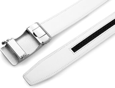 Чоловічий шкіряний ремінь на автоматичній застібці для ділового костюма, ширина 3,5 см, білий, довжина 125 см, підходить для обхвату талії 92-107 см