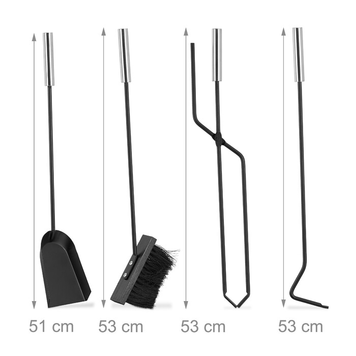 Relaxdays Fireplace Tool Set, 5-Piece in Bucket