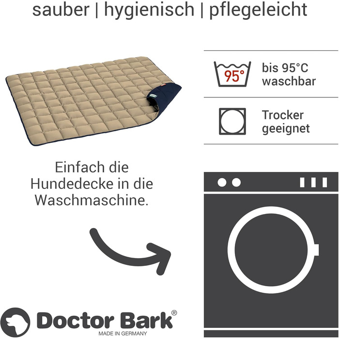 М'яка та якісна лежанка для собак Doctor Bark, розмір L (100x80 см) та XL (120x100 см), для великих собак, міцна, для дому та вулиці, вимивається до 95°C, колір: золотисто-блакитний