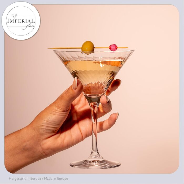 Набір мартіні склянок 6 шт. з рифленням, 215 мл, Crystalline Glass, London, придатні для миття в посудомийній машині, прозорі