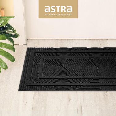 Придверний килимок Astra 40x60 см, протиковзний та вологостійкий килим для входу та балкона, чорний